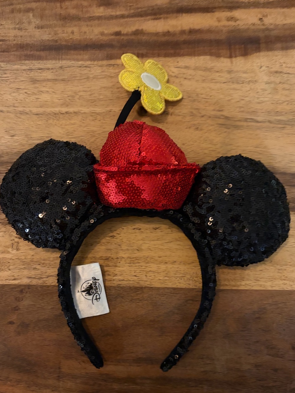 Disney Parks Minnie Mouse Sequined Ear Headband with Flower Pot Hat